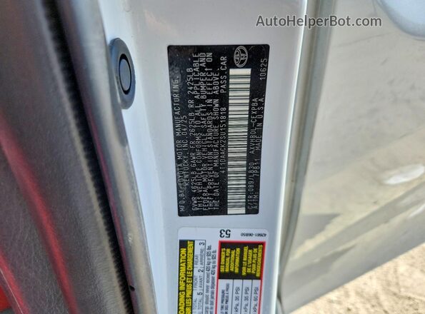 4T1DAACK2SU151818 2025 TOYOTA CAMRY White Вид підкапотного простору