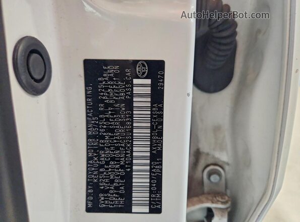 4T1DAACK2SU168313 2025 TOYOTA CAMRY White Շարժիչի բաժամունքի տեսք