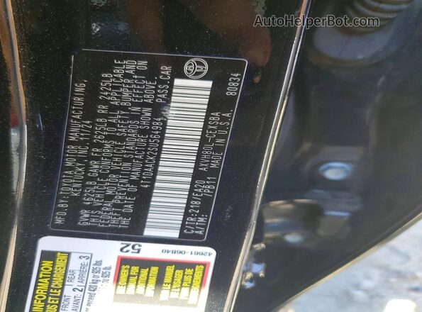 4T1DAACK2SU564984 2025 TOYOTA CAMRY Black Вид підкапотного простору