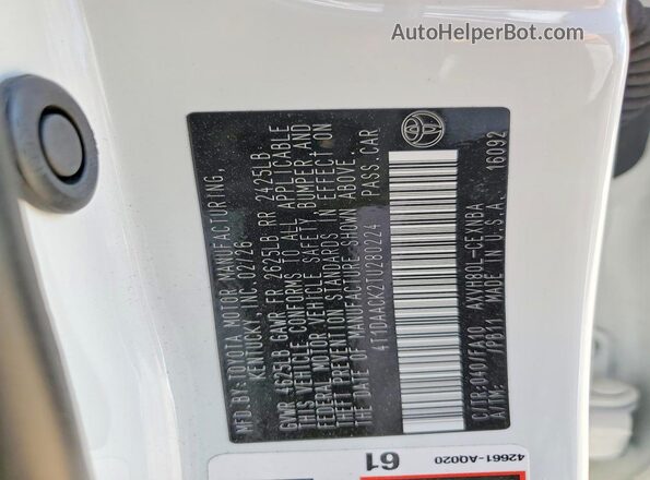 4T1DAACK2TU280224 2026 TOYOTA CAMRY Белый Вид подкапотного пространства