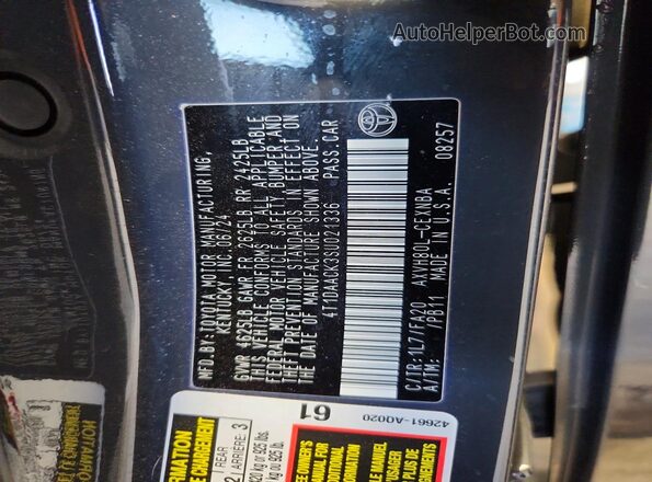 4T1DAACK3SU021336 2025 TOYOTA CAMRY Gray Շարժիչի բաժամունքի տեսք