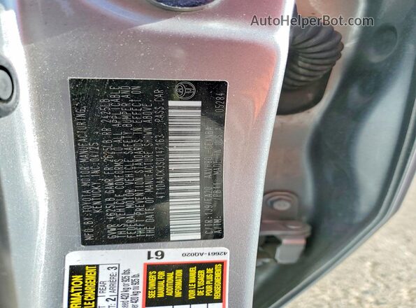 4T1DAACK3SU147163 2025 TOYOTA CAMRY Silver Вид наклейки з VIN-кодом