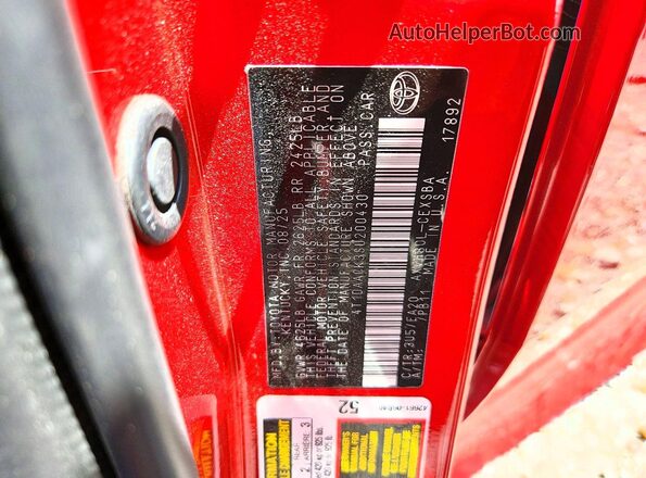 4T1DAACK3SU200430 2025 TOYOTA CAMRY Красный Вид подкапотного пространства