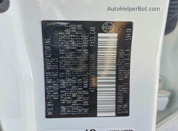 4T1DAACK3TU662486 2026 TOYOTA CAMRY Белый Вид подкапотного пространства