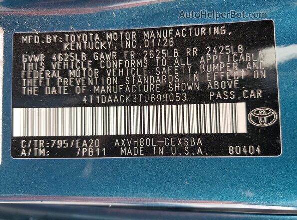 4T1DAACK3TU699053 2026 TOYOTA CAMRY Teal Engine compartment view