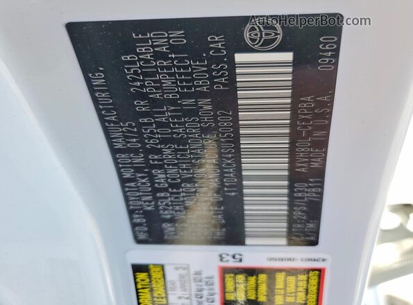 4T1DAACK4SU150802 2025 TOYOTA CAMRY White ძრავის განყოფილების ხედი