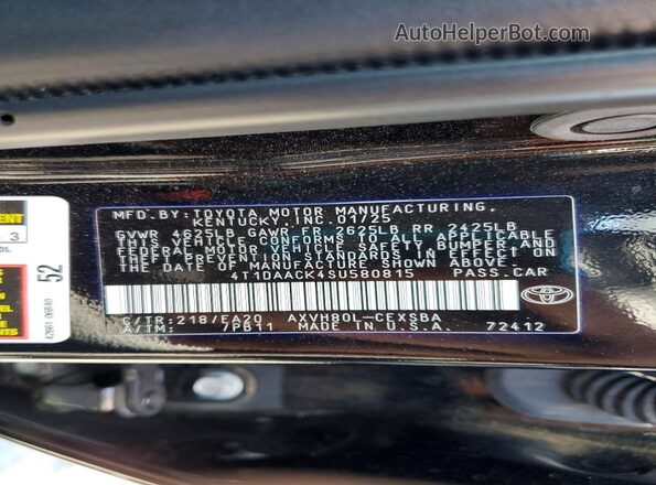 4T1DAACK4SU580815 2025 TOYOTA CAMRY Black ძრავის განყოფილების ხედი