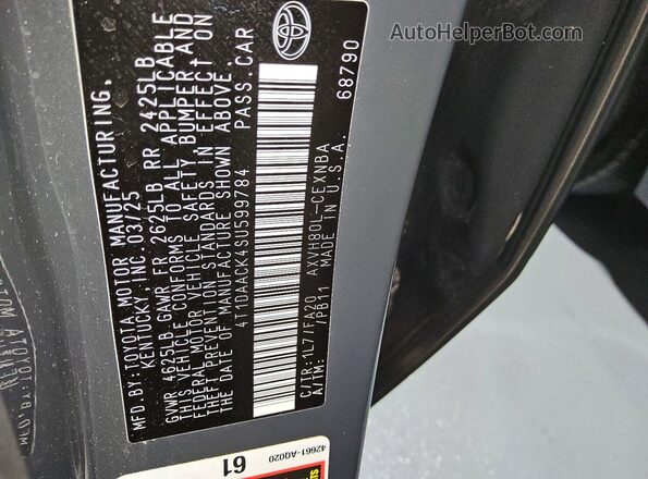 4T1DAACK4SU599784 2025 TOYOTA CAMRY Gray Engine compartment view