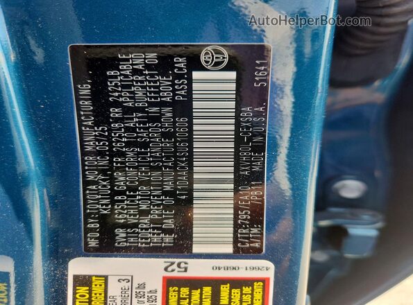 4T1DAACK4SU610606 2025 TOYOTA CAMRY Turquoise Вид підкапотного простору