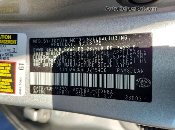 4T1DAACK4TU215438 2026 TOYOTA CAMRY Silver 