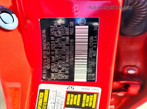 4T1DAACK5SU001119 2025 TOYOTA CAMRY Red Widok komory silnika