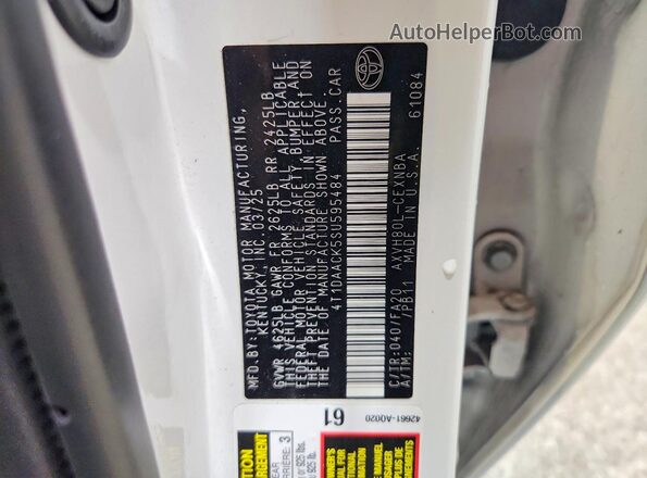 4T1DAACK5SU595484 2025 TOYOTA CAMRY Белый Вид наклейки с VIN-кодом