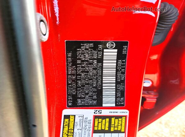 4T1DAACK7SU057756 2025 TOYOTA CAMRY Red Vista del compartimento del motor