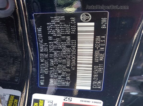 4T1DAACK7SU546223 2025 TOYOTA CAMRY Black ძრავის განყოფილების ხედი