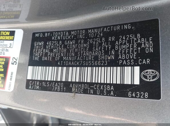 4T1DAACK7SU556623 2025 TOYOTA CAMRY Серый Вид подкапотного пространства