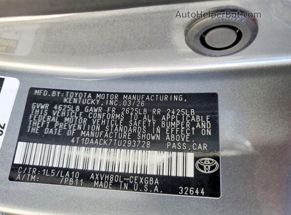 4T1DAACK7TU293728 2026 TOYOTA CAMRY Gray Vista del compartimento del motor