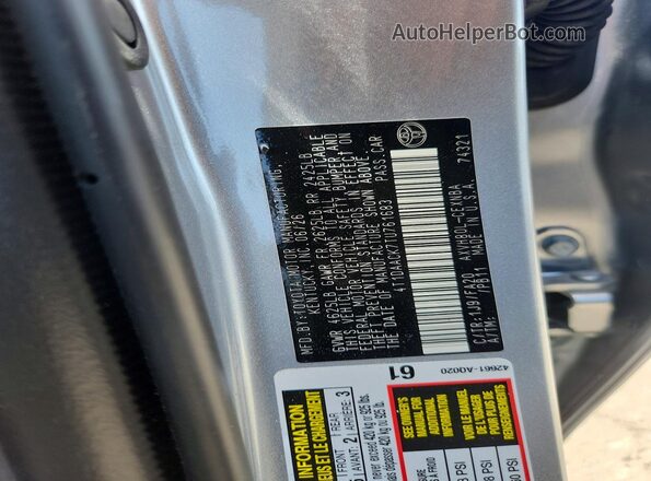4T1DAACK7TU761683 2026 TOYOTA CAMRY Silver ძრავის განყოფილების ხედი