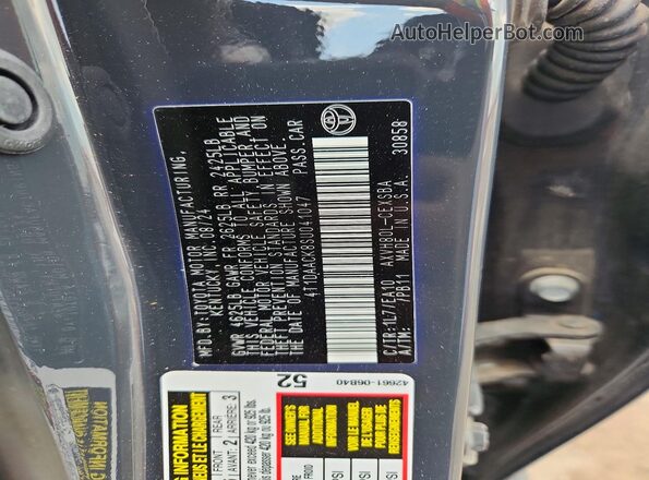 4T1DAACK8SU041047 2025 TOYOTA CAMRY Gray Widok naklejki z numerem VIN