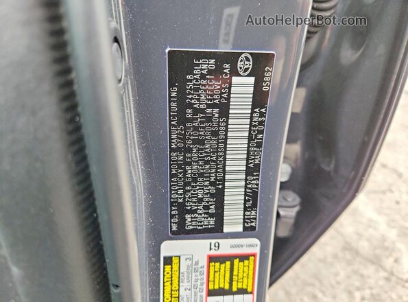4T1DAACK8SU190865 2025 TOYOTA CAMRY Gray VIN sticker view