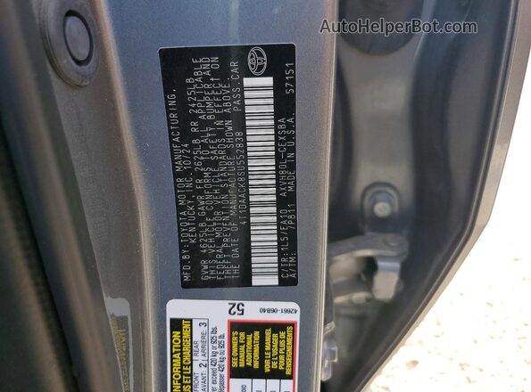 4T1DAACK8SU552838 2025 TOYOTA CAMRY Gray Շարժիչի բաժամունքի տեսք