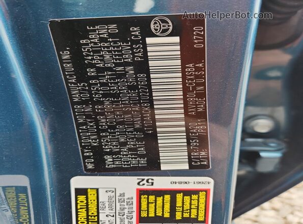 4T1DAACK8TU227608 2026 TOYOTA CAMRY Blue Engine compartment view