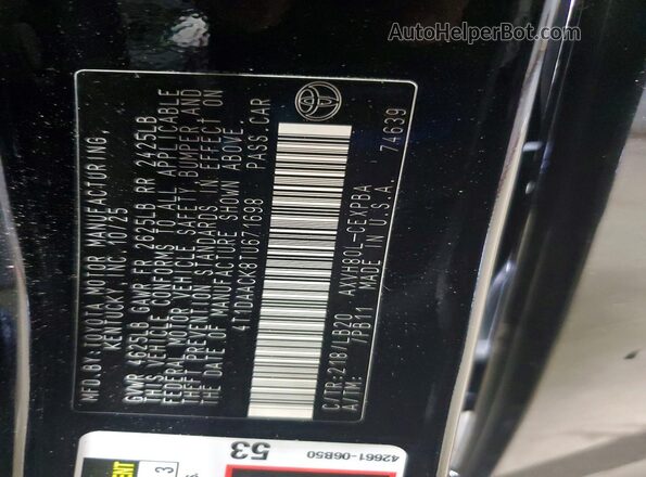 4T1DAACK8TU671698 2026 TOYOTA CAMRY Black Շարժիչի բաժամունքի տեսք