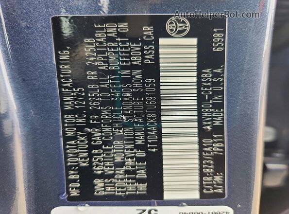 4T1DAACK8TU691059 2026 TOYOTA CAMRY Gray Engine compartment view