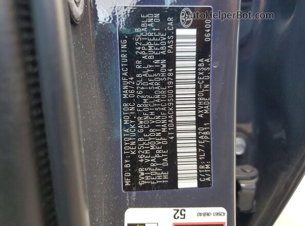 4T1DAACK9SU019784 2025 TOYOTA CAMRY Серый Вид подкапотного пространства