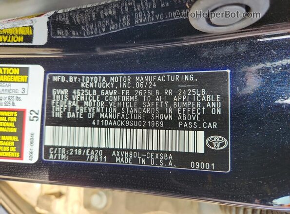4T1DAACK9SU021969 2025 TOYOTA CAMRY Black Շարժիչի բաժամունքի տեսք