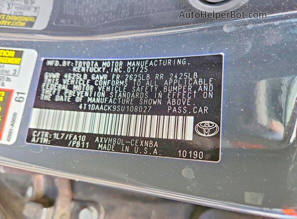 4T1DAACK9SU108027 2025 TOYOTA CAMRY Gray ძრავის განყოფილების ხედი