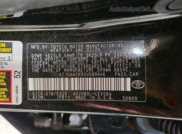 4T1DAACK9SU589946 2025 TOYOTA CAMRY Black VIN կոդի պիտակի տեսք