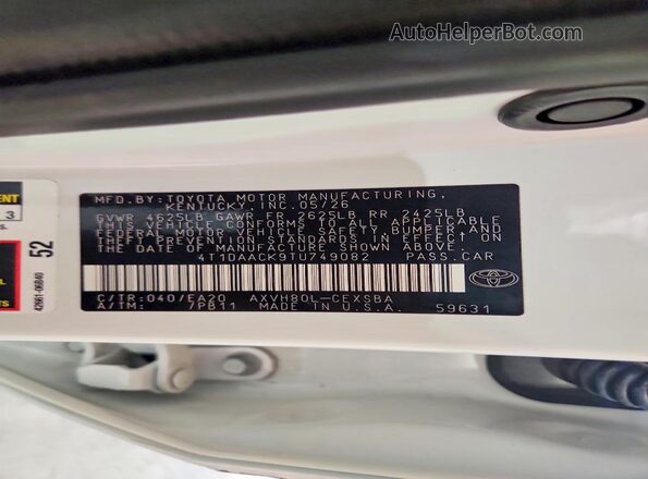 4T1DAACK9TU749082 2026 TOYOTA CAMRY White Engine compartment view