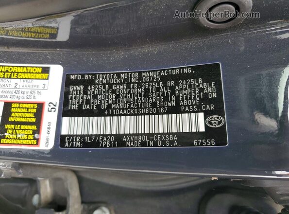 4T1DAACKXSU620167 2025 TOYOTA CAMRY Charcoal Vista del compartimento del motor