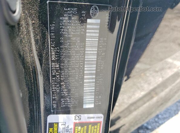 4T1DAACKXTU246810 2026 TOYOTA CAMRY Black ძრავის განყოფილების ხედი