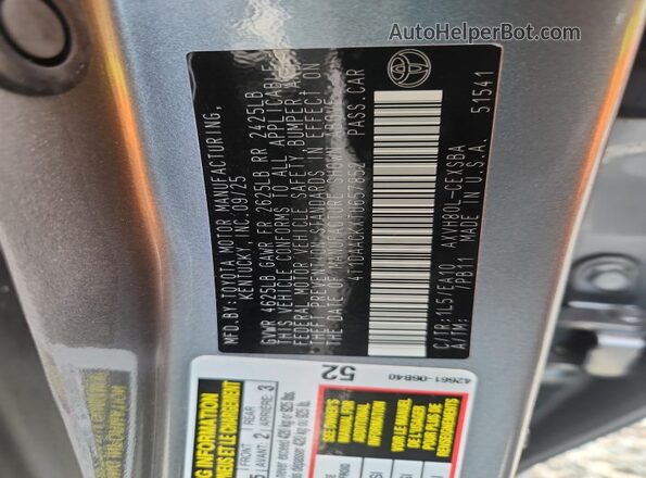 4T1DAACKXTU657852 2026 TOYOTA CAMRY Silver Vista del compartimento del motor