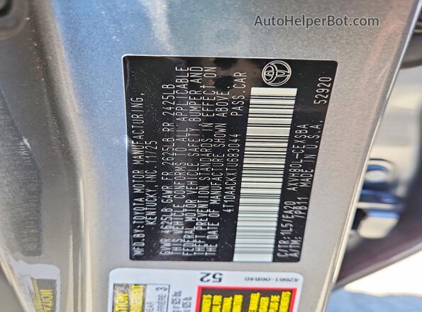 4T1DAACKXTU683044 2026 TOYOTA CAMRY Silver ძრავის განყოფილების ხედი