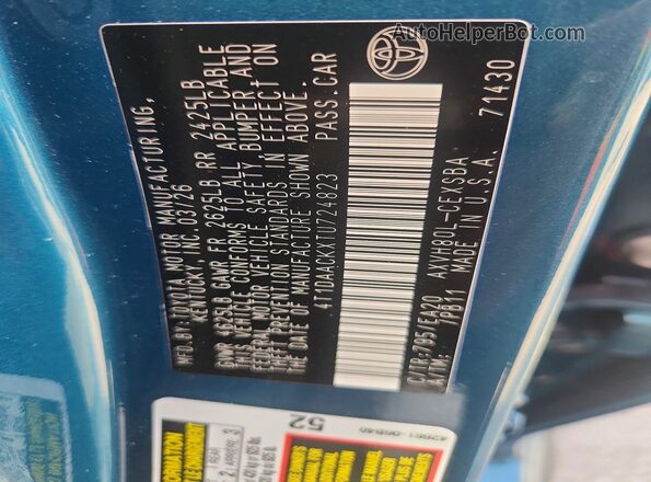 4T1DAACKXTU724823 2026 TOYOTA CAMRY Blue Vista del compartimento del motor
