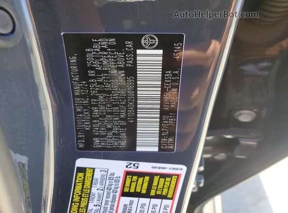 4T1DBADK2SU016995 2025 TOYOTA CAMRY Gray Вид наклейки з VIN-кодом
