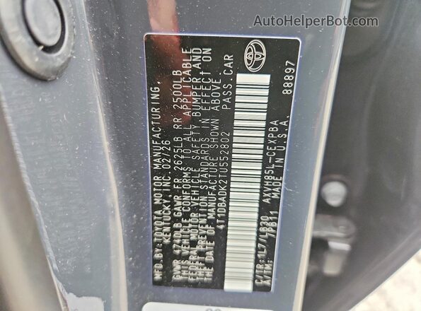 4T1DBADK2TU552802 2026 TOYOTA CAMRY Black VIN sticker view