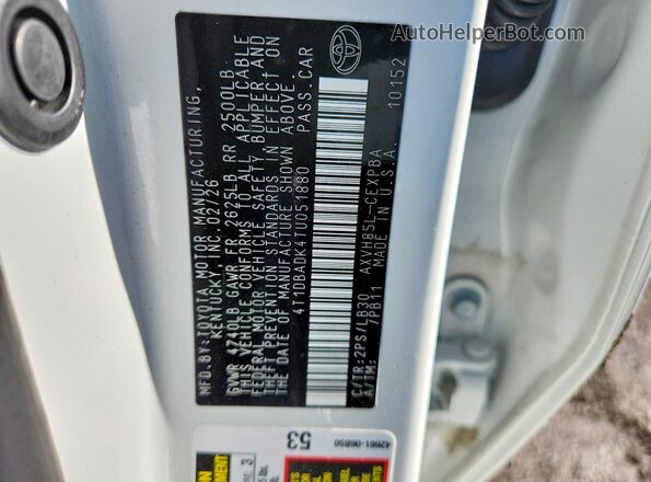 4T1DBADK4TU051880 2026 TOYOTA CAMRY White Вид підкапотного простору