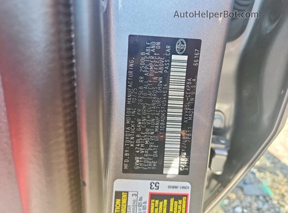 4T1DBADK5TU544614 2026 TOYOTA CAMRY Gray Vista de la etiqueta del VIN