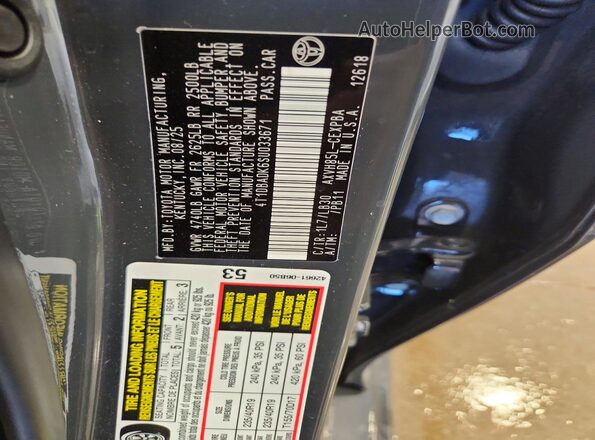 4T1DBADK6SU033671 2025 TOYOTA CAMRY Gray VIN კოდის სტიკერის ხედი