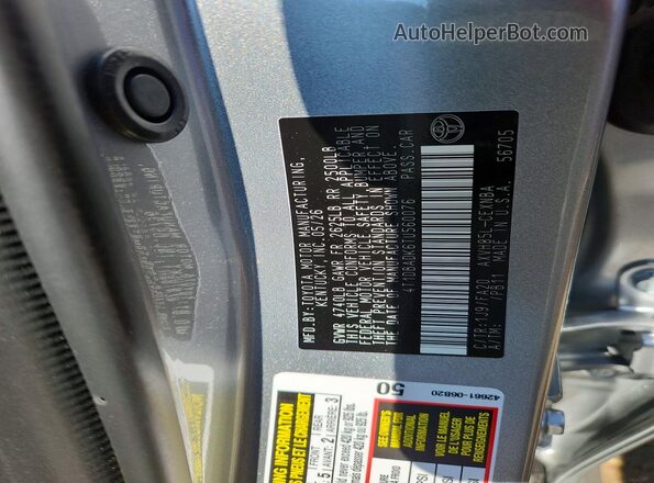 4T1DBADK6TU560076 2026 TOYOTA CAMRY Silver VIN კოდის სტიკერის ხედი