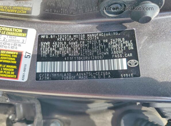 4T1F11BK0RU128087 2024 TOYOTA CAMRY Gray ძრავის განყოფილების ხედი