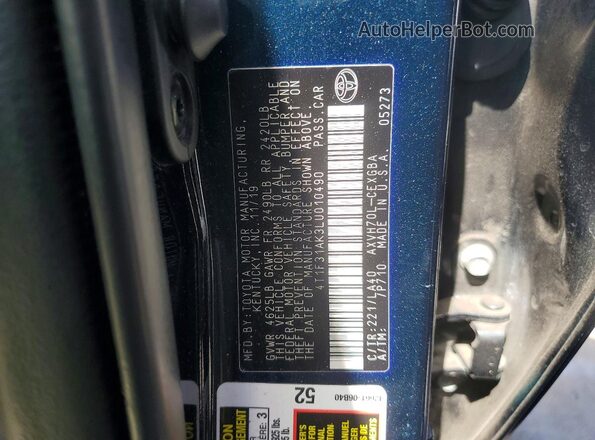 4T1F31AK3LU010490 2020 TOYOTA CAMRY Blue Vista del compartimento del motor