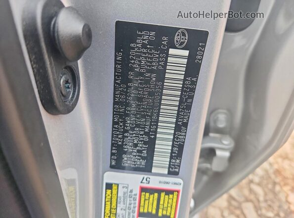 4T1G11BK6LU005356 2020 TOYOTA CAMRY Серебряный Вид подкапотного пространства