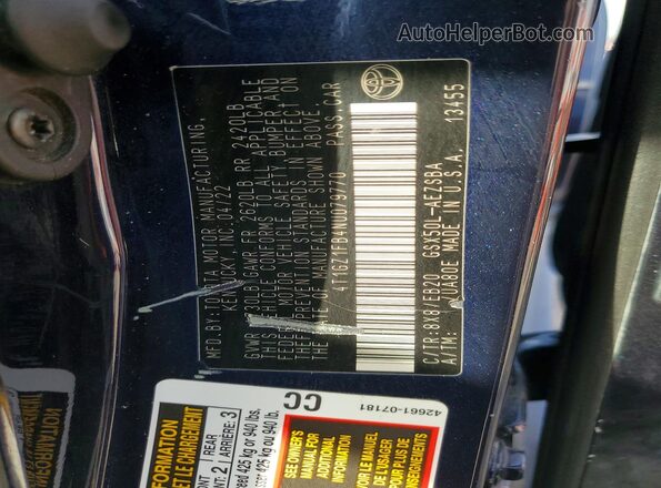 4T1GZ1FB4NU079770 2022 TOYOTA AVALON Синий Вид наклейки с VIN-кодом