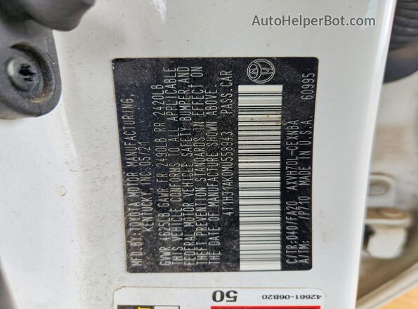 4T1H31AK0MU558943 2021 TOYOTA CAMRY Белый Вид подкапотного пространства