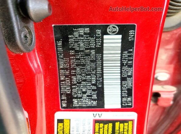 4T1JZ1FB8NU080460 2022 TOYOTA AVALON Red Engine compartment view