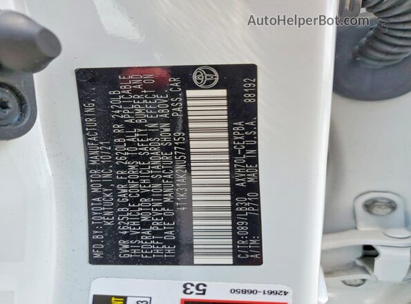 4T1K31AK2NU577159 2022 TOYOTA CAMRY White Widok komory silnika